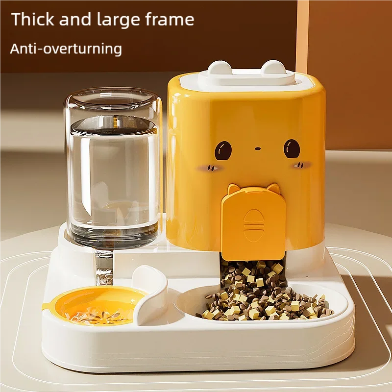 Cute Smiling Cat Automatic Feeder And Water Dispenser Pet Supplies Feeding Organizer Suitable for Cats And Small Dogs