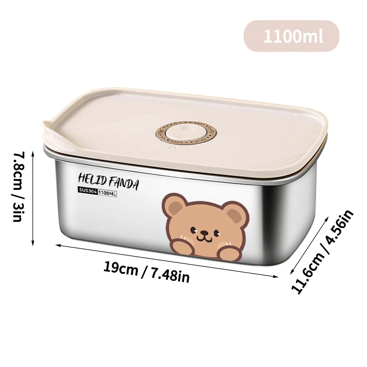 304 Stainless Steel Storage Container With Sticks Fridge Sealed Food Storage Box Large Capacity Fresh-keeping Box Oven Heatable