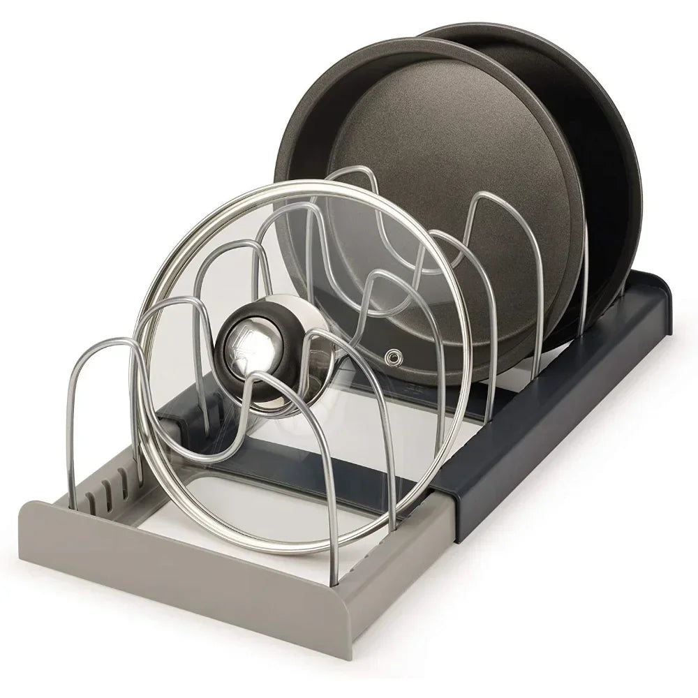 Kitchen Cabinet Organizers for Pots and Pans Expandable Stainless Steel Storage Rack Cutting Board Drying Cookware Shelf