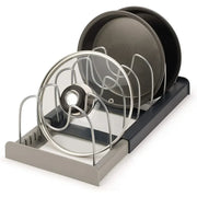 Kitchen Cabinet Organizers for Pots and Pans Expandable Stainless Steel Storage Rack Cutting Board Drying Cookware Shelf