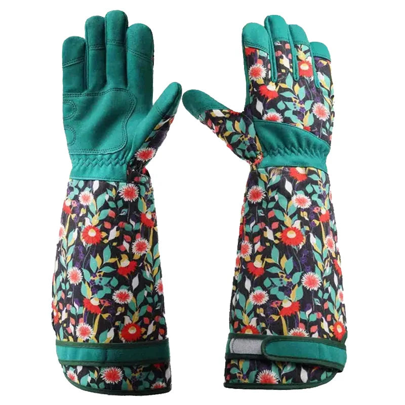 Gardening Gloves for Women Breathable Long Garden Gloves with Grip Thorn-Proof Leather Work Gardening Gloves