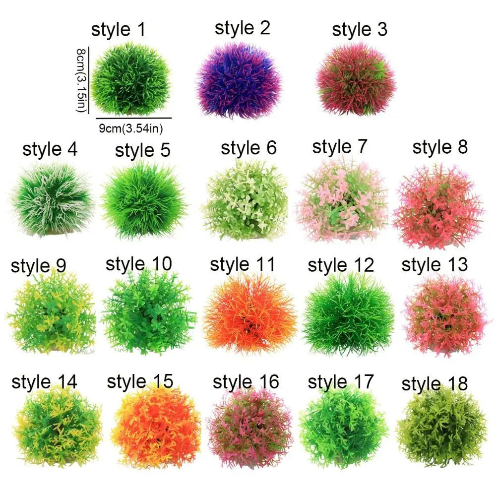 Fish Tank Accessories Simulation Aquatic Plants Ball Plastic Realistic Water Grass Ball 9cm Artificial Water Plants Aquarium