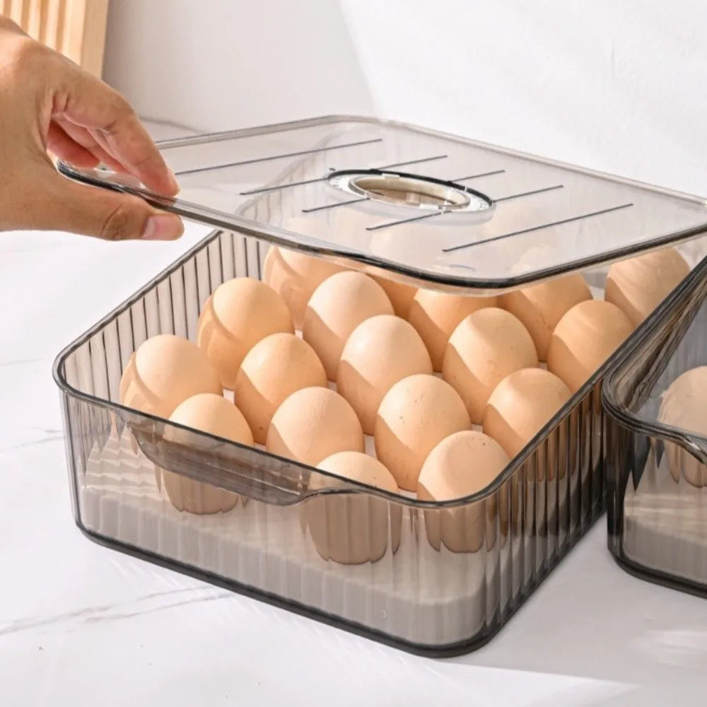 Food-Grade Refrigerator Storage Box Transparent with Lid Food Storage Containers Plastic Stackable Kitchen Organizer Camping