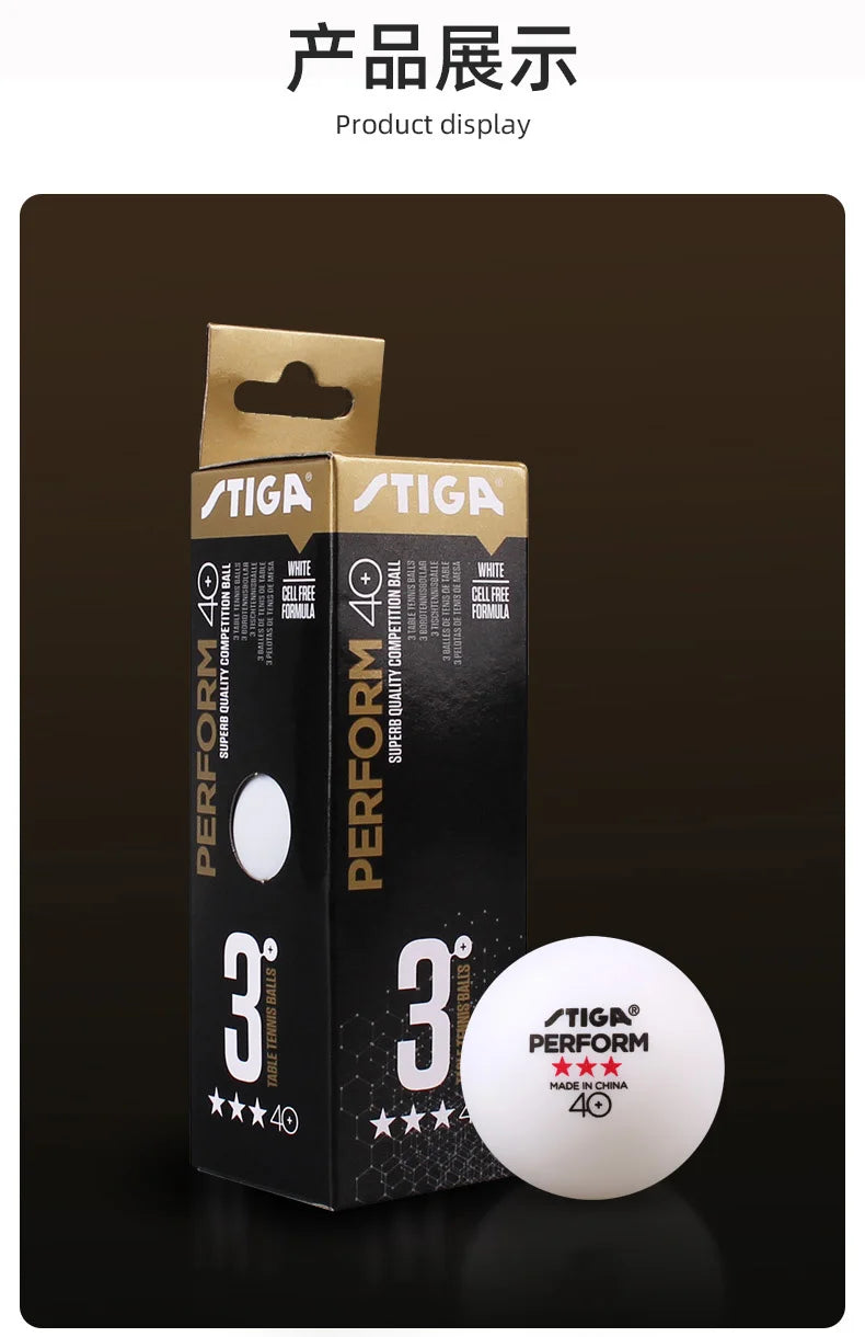 STIGA 3 Stars 40+ Table Tennis Balls ITTF ABS New Material Seamed Ping Pong Balls High Elasticity Durable Training Match Balls