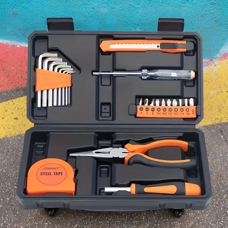 orange multi-tool set, Hardware Toolbox Set, Manual Toolbox Tools, DIY Toolbox Tools, Durable, Essential For Furniture