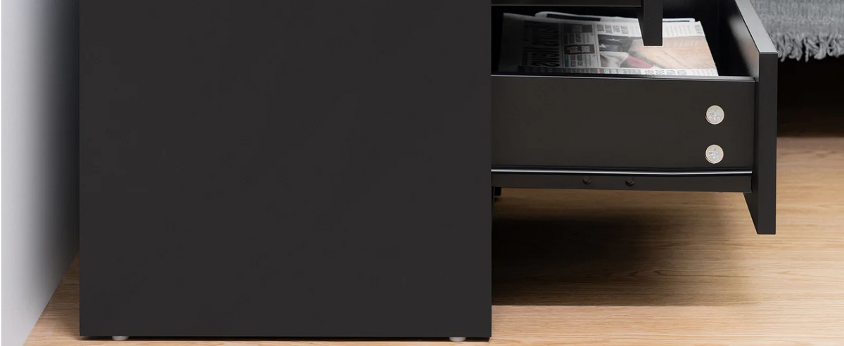 Living Room LED Nightstand Black Night Stand Led Lights Modern Nightstand 2 High Gloss Drawers Bedside Table Smart Bedroom