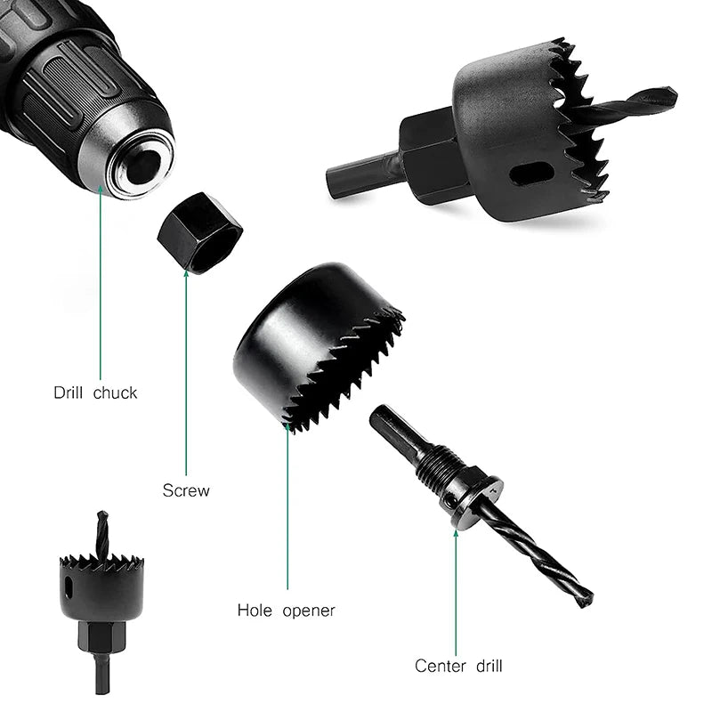 11pcs/set Hole Saw Cutting Set Kit Tools 19-64mm Wood Metal Alloys Circular Round with Case