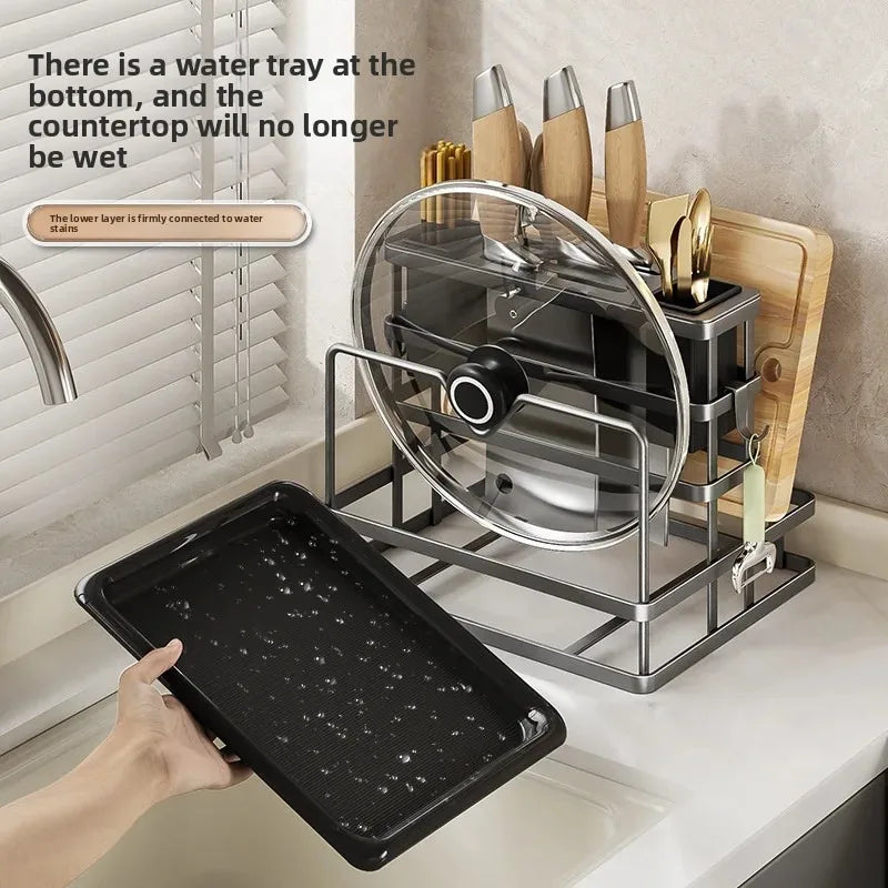 Kitchen Knife Holder Wall Mounted Multifunctional Storage Rack Countertop Cutting Board Rack Cage Tool Storage Rack