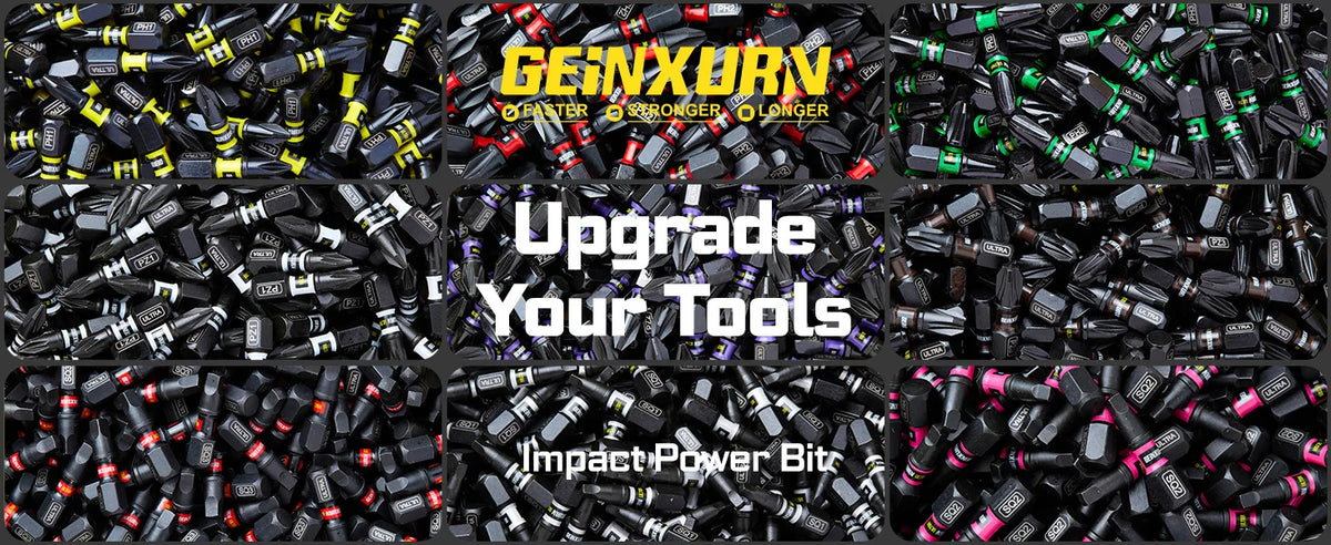 Geinxurn 13PCS Impact Phillipes/Square/Slotted Screwdriver Bits Set, 2'' Magnetic S2 Steel Bits Set with Color Coded Base