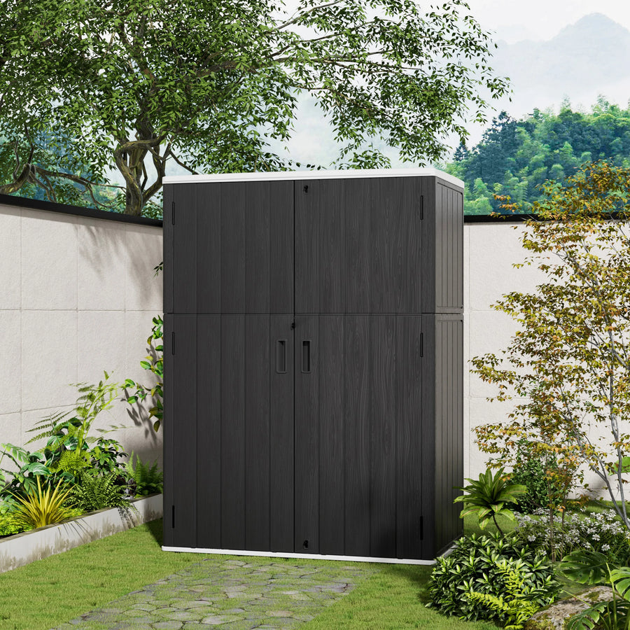 Prefabricated Plastic Outdoor Gardening Workshop Tool Horizontal Storage Shed