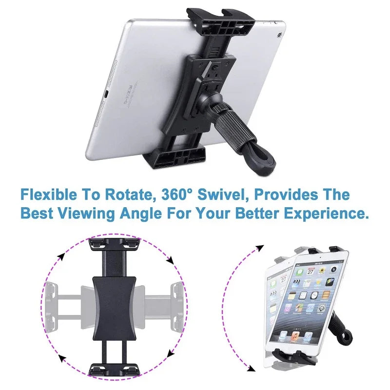 Homhu Bike Tablet Holder Indoor Gym Treadmill Handlebar Clip Tablet Mobile Phone Stand Bracket for iPad Air 10.9 Pro 12.9 Inch