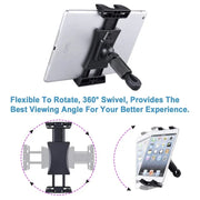 Homhu Bike Tablet Holder Indoor Gym Treadmill Handlebar Clip Tablet Mobile Phone Stand Bracket for iPad Air 10.9 Pro 12.9 Inch
