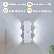 Smart Magnetic LED Wall Lamp with Motion Sensor Night Light 3 Color/Multicolor USB-Powered for Bedroom Living Office Wardrobe