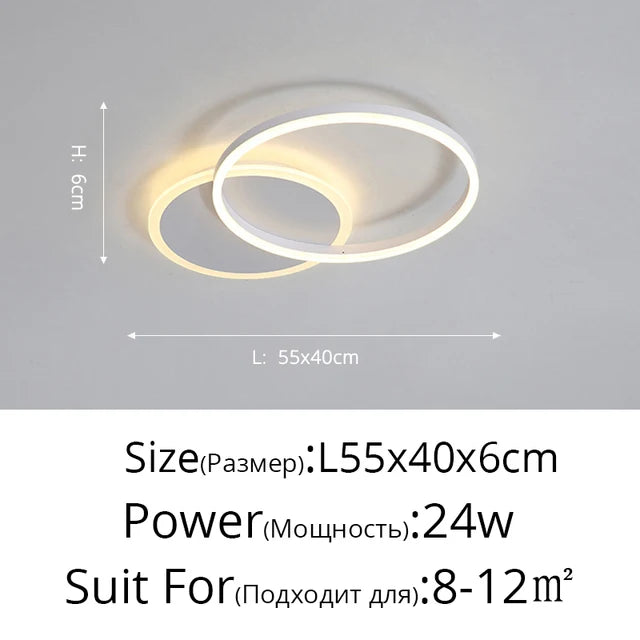 Smart Home Modern Round Design LED Ceiling Chandelier For Living Room Restaurant Bedroom Circle Rings Lighting Fixture Luminaire