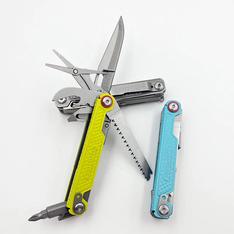 SWISS TECH 11 in 1 Mini Multitool Multi-function Tools with Scissors Screwdriver EDC Outdoor Survival Hand Tool