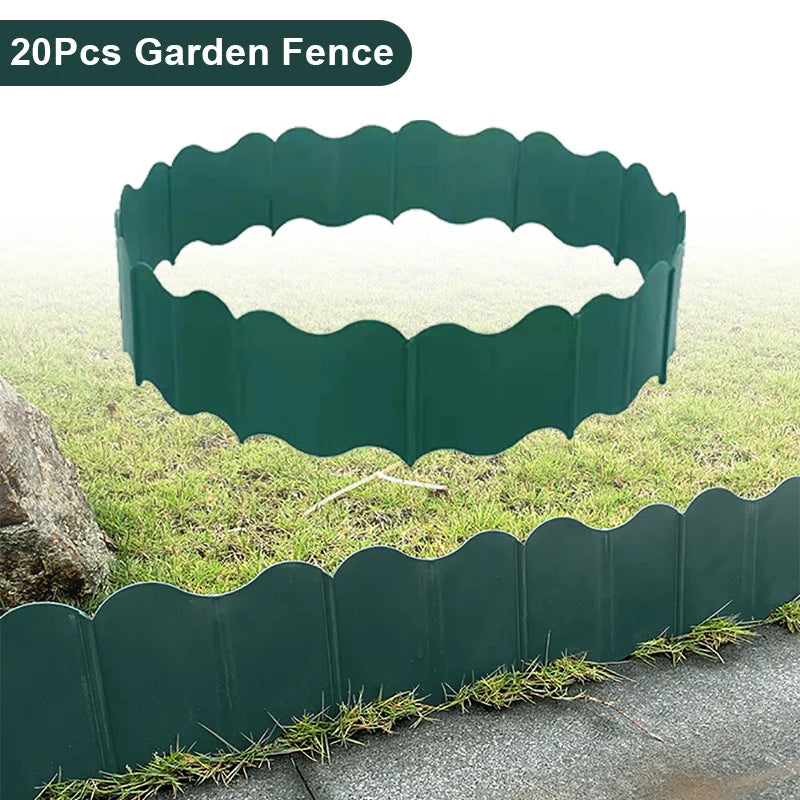 Green Garden Landscape Edging Border Lawn Edgings Decorative Landscape Fence Border for Yard Lawn Garden Flower Bed 20PCS