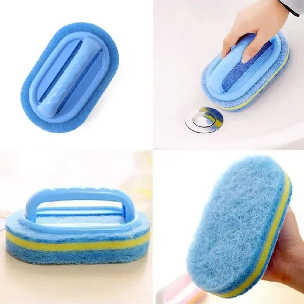 Multi Functional Cleaning Sponge with Handle for Kitchen Bathroom Tile Glass Bathtub Stain Removal Easy Grip Design