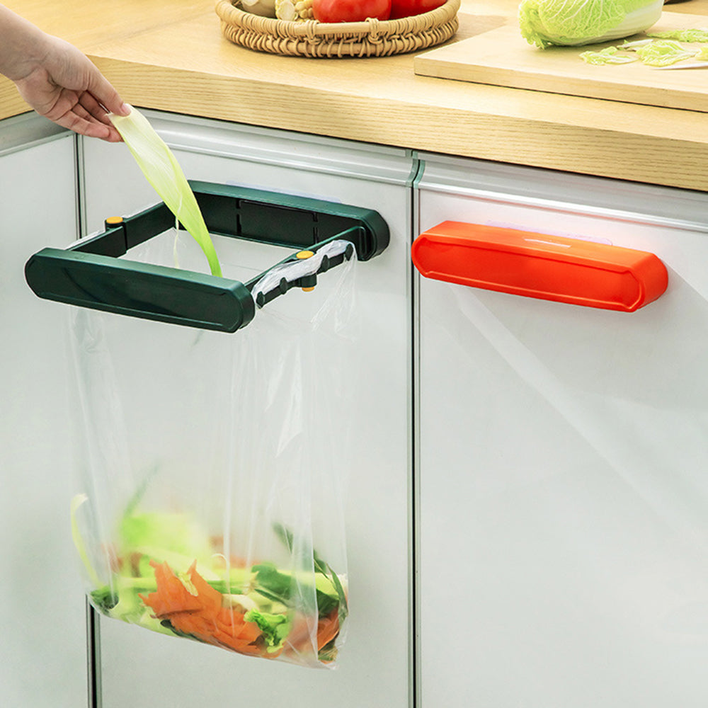 Kitchen Trash Rack Portable Cabinet Door Garbage Bags Holder Plastic Closet Garbage Storage Holder Kitchen Organizer Dish Rack