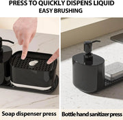 Kitchen Soap Dispenser Set, Kitchen Sink Soap Dispenser, Dish Soap Dispenser with Sponge Rack, Rag Rack and Tray, 4-in-1 Storage