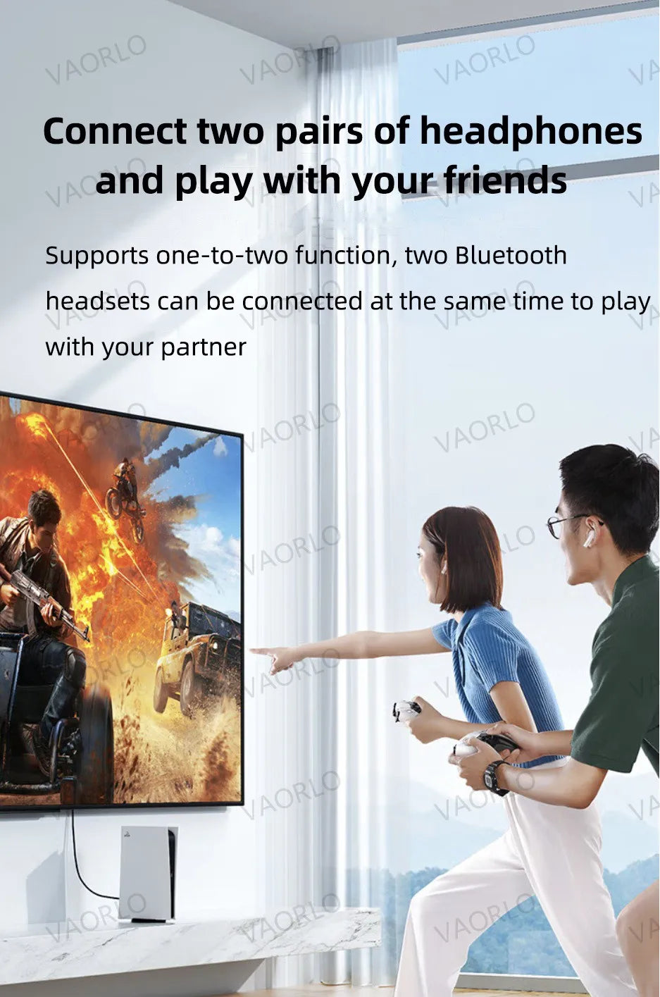 for PS5 PS4 TV Computer Bluetooth Headset Wireless Audio Transmitter Bluetooth 5.3 Audio Adapter Driver-free/Plug and Play