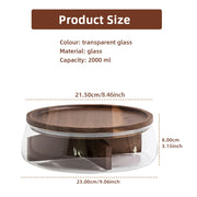 Glass Food Storage Container with Wooden Lid Multi Compartment Snack Fruit Organizer Kitchen Living Room Desktop Serving Tray