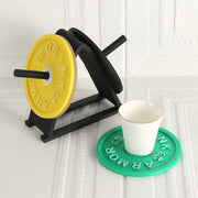 Fitness - style Barbell Plate Coaster Set | Mini Stand + Colorful "Barbell Plate" Coasters, Create a Personalized Desktop Scene