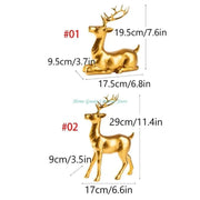 E74E Elegant Golden Deer Figurine Decoration for Home Office Tabletop Shelf Ornament