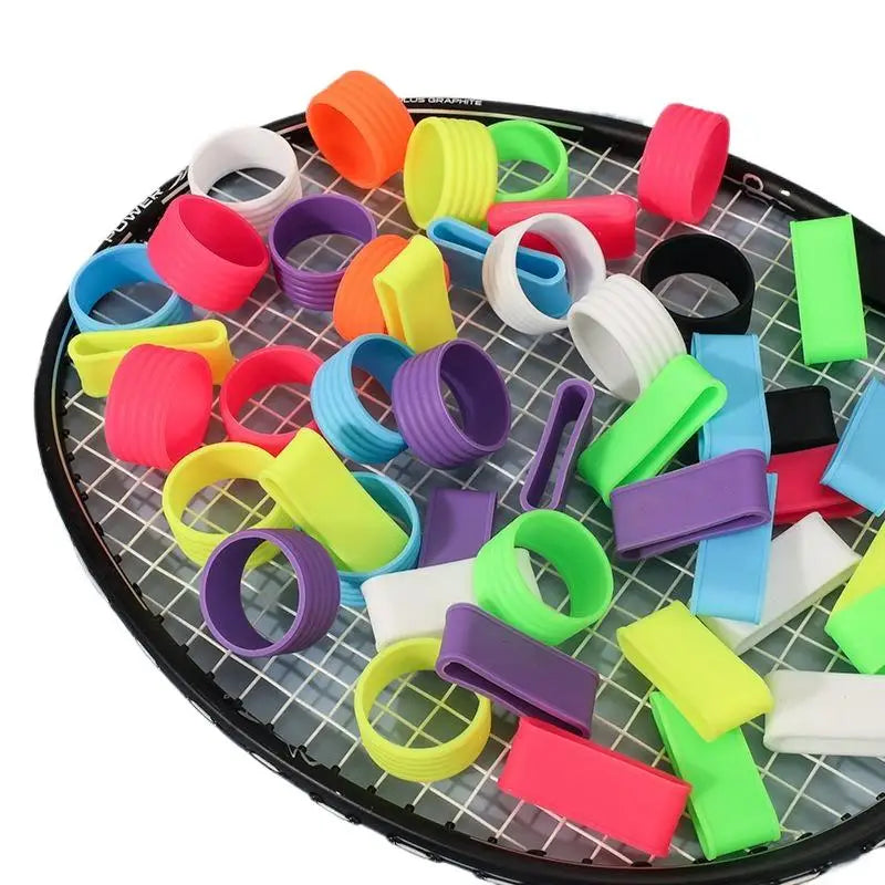 Tennis Game Accessories- 4Pcs Silicone Racket Grip Rings, Sweat-absorbency, Improved Handle Grip Strength