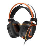 V10 Over Ear USB Corded Gaming Headphones Headsets with Comfortable Protein Leather Ear Cushions Sweatproof Noise Reduce