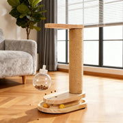 Cat Scratching Post with Treat Dispenser Sisal Rope Scratcher Toy Furniture Protector for Indoor Cats Kittens Climbing Activity