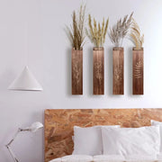 Indoor Living Room Bedroom Decoration Wooden Wall Flower Pot4Packaged Bohemian Style Farmhouse Pocket Vase Dried Flowers Artific