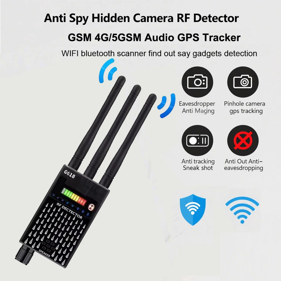 Anti Spy Hidden Camera RF Detector bug Finder GPS Tracker 4G 5G Mobile Signal WiFi bluetooth Scanner Find Out Spy Gadgets Detect