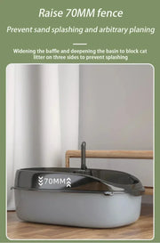 Cat Litter Box High Side Thicken Semi Enclosed Splashproof with Removable Scoop Large Capacity Easy Clean Cat Toilet Supplies