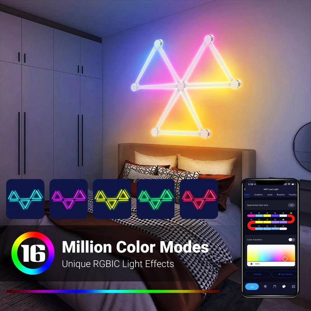 LED Smart Wall Lamp RGBIC Light Bar DIY Atmosphere Night Light APP Music Rhythm TV Backlight Bedroom Game Room Decoration