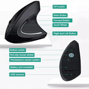 Wireless Bluetooth Vertical Mouse 800/1200/1600 DPI 6 Button Personalised Side Grip Ergonomic 2.4G Mute Gaming PC Computer Mouse