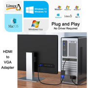 1080P HDMI-compatible To VGA Adapter Converter with Audio Power Supply for PS4 Desktop PC Laptop TV Monitor Projector Computer