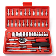 46 Pieces / Set Car Repair Tool Set Household Hand Tool Kit Wrench Screwdriver Socket Carbon Steel Combination Set + Tool Box