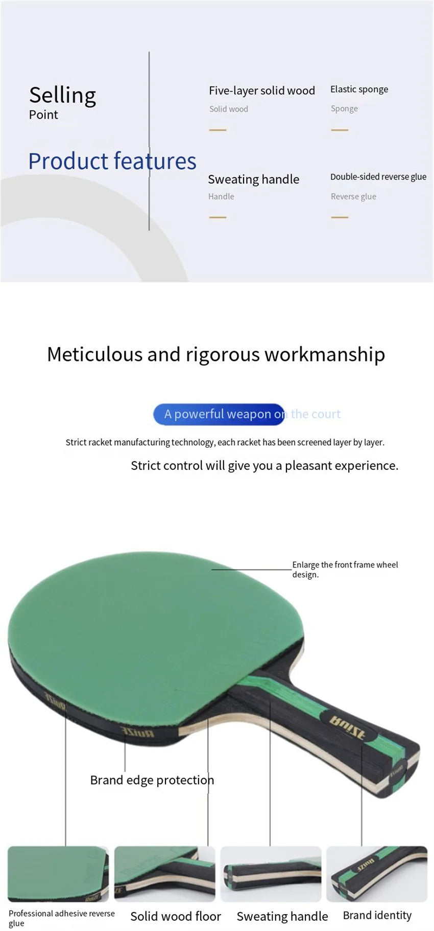Professional Table Tennis Racket High Elasticity Single And Double Exercise Training Competition Racket For Beginers