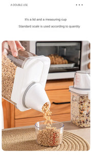 Food Storage Containers  with Measuring Cup Moisture-proof Powder Cereal Storage Tank Detergent Plastic Airtight Kitchen Items