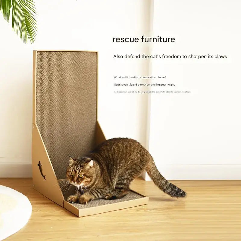 Cat Scratching Post L-shaped Cat scratch Board Wear-resistant Cat Scrapers Furniture Training Grinding Claw Toys Cat Scratcher