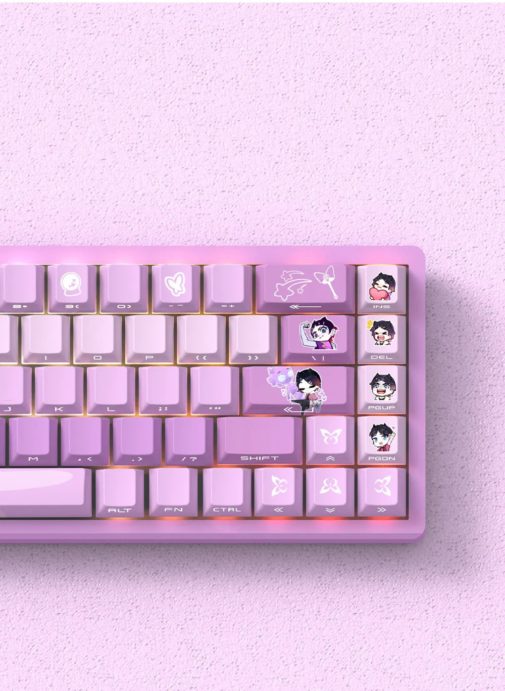 Anime Gaming Keyboard Keycaps 129 Key Set Pbt Material Five-Sided Heat Sublimation Transparent Side-Engraved Mechanical Keyboard