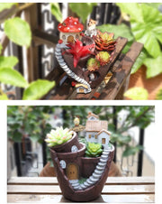 Dropshipping Garden Pot for Succulents Cactus, Creative Farmhouse Planter, Resin Flower Pots Fairy Garden Ornaments Home Decor