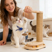 Cat Scratching Post with Treat Dispenser Sisal Rope Scratcher Toy Furniture Protector for Indoor Cats Kittens Climbing Activity