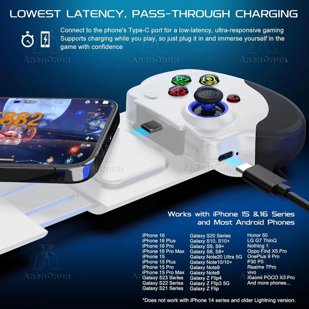 Mobile Phone Controller Mobile Gaming Wireless Gamepad Android/iOS Dual Vibration Motors Hall Effect Joystick Joypad Accessories