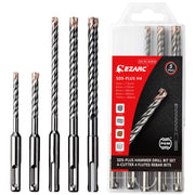 EZARC Masonry Drill Bit 5PC SDS-Plus Hammer Drill Bits 4-Cutter Carbide Tips for Reinforced Concrete, Masonry Marble Brick Tile