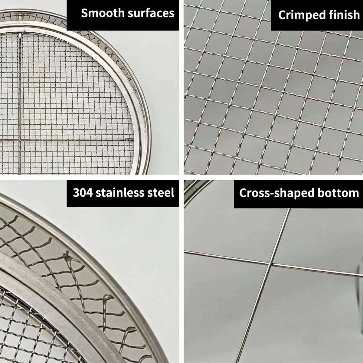 Garden Soil Sifter With 4 Mesh ScreensStainless Steel Rock Sifter Filter Mesh Flower Plant Nursery Soil Sifter For Soil Stone