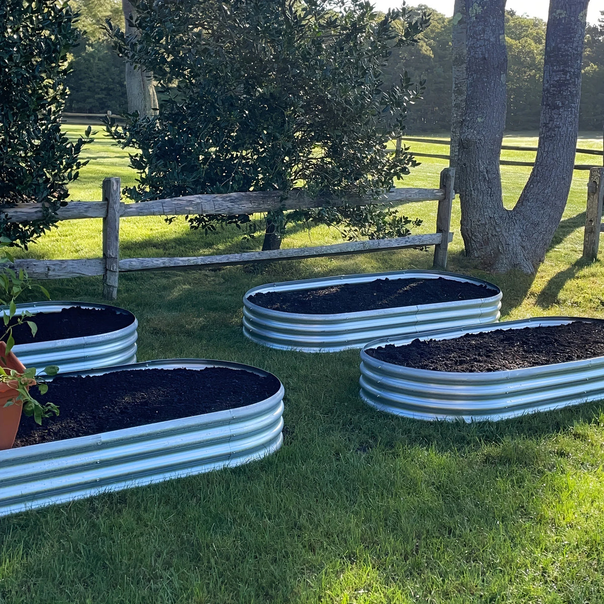 [Galvanized Raised Garden Bed] 1-Pack Land Guard Galvanized Raised Garden Bed Kit - Oval Large Metal Planter Garden Boxes for