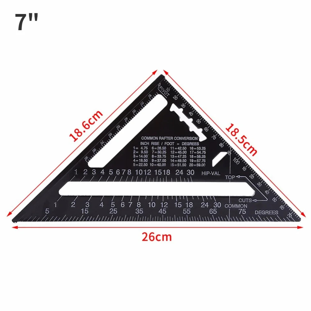 7''/12" Woodworking Tools Metal Carpenter Square Aluminum Alloy Protractor Miter Line Scriber Saw Guide Percision Carpentry Tool