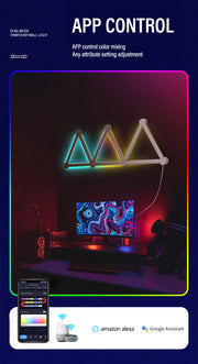 LED Smart Wall Lamp RGBIC Light Bar DIY Atmosphere Night Light APP Music Rhythm TV Backlight Bedroom Game Room Decoration