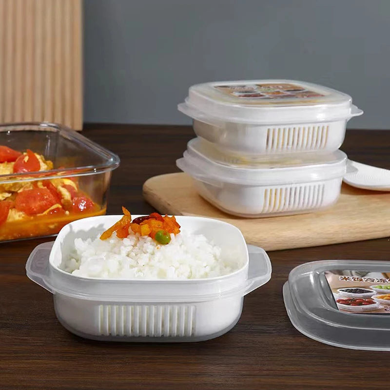 Food Storage Container Rice Fruit Preservation Box Microwave Oven Safe Refrigerator Freezer Fresh Keeping Box For Kitchen